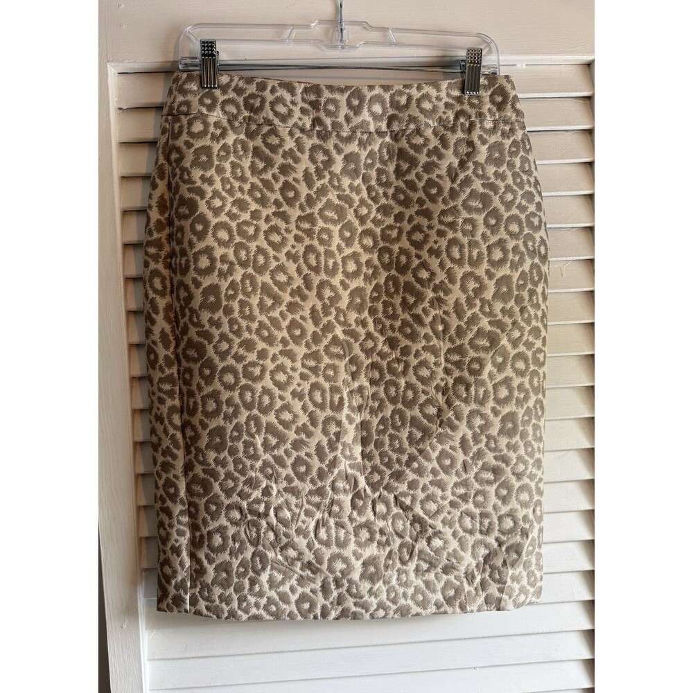 Banana Republic Light Cheetah Leopard Pencil Skirt 6 Safari Chic Muted Jacquard